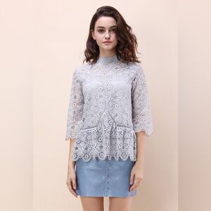 Chicwish Art of Crochet Top in Grey, size 4-8